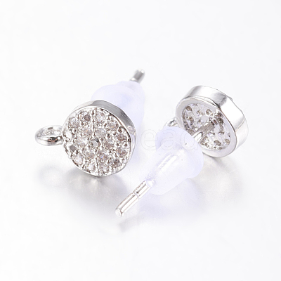 Brass Micro Pave Cubic Zirconia Stud Earring Findings ZIRC-E132-11B-P-1