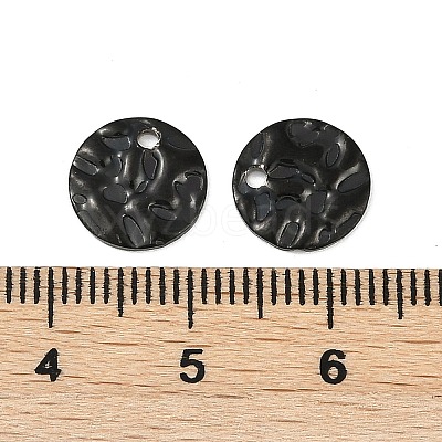 304 Stainless Steel Textured Disc Charms STAS-Q336-11B-B-1