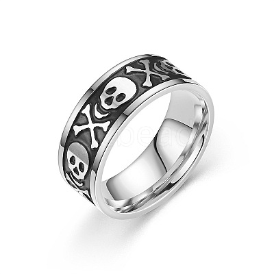 Retro 201 Stainless Steel Enamel Finger Rings for Men FS-WG366A7-02-1