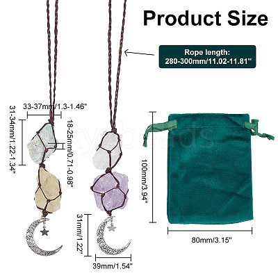 2Pcs 2 Style Cotton Braided Pendant Decorations HJEW-AR0001-11A-1
