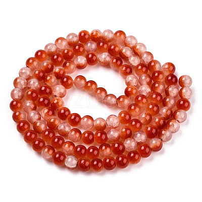 Crackle Baking Paint Imitation Jade Glass Beads Strands DGLA-T003-6mm-10-1