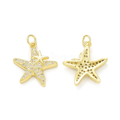 Rack Plating Brass Micro Pave Clear Cubic Zirconia Pendants KK-C011-09G-1