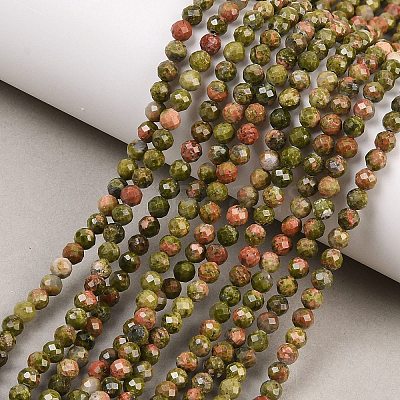 Natural Unakite Beads Strands G-B171-C03-4mm-1