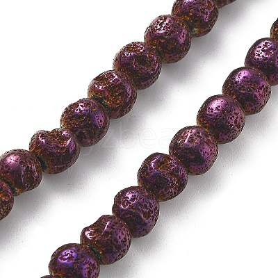 Electroplated Natural Lava Rock Beads Strands G-A251-E01-01B-1