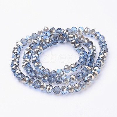 Electroplate Glass Faceted Rondelle Beads Strands EGLA-D020-6x4mm-54-1