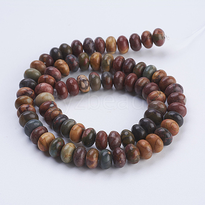 Natural Polychrome Jasper/Picasso Stone/Picasso Jasper Beads Strands X-G-P354-03-8x5mm-1