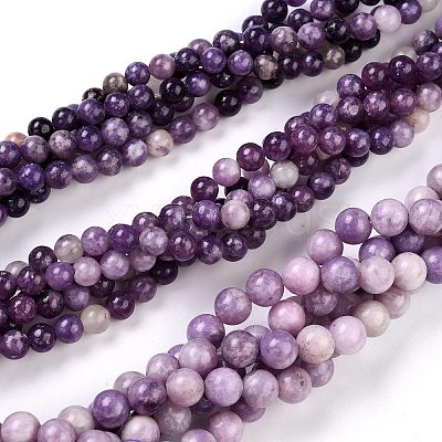 Natural Lepidolite/Purple Mica Stone Beads Strands G-K415-10mm-1