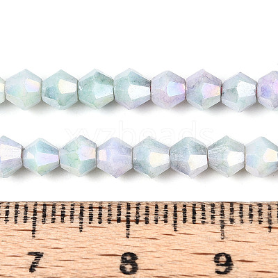 Anti-Tarnish Electroplate Bicone Glass Beads Strands X-EGLA-T021-4mm-16-07-1