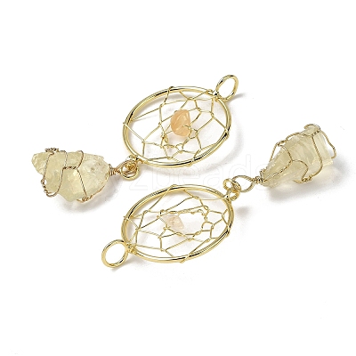 Raw Rough Natural Lemon Quartz Coppwer Wire Wrapped Big Pendants G-G314-02G-03-1