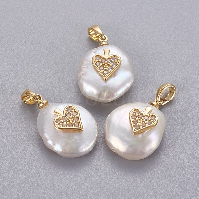Natural Cultured Freshwater Pearl Pendants KK-L187-11G-1