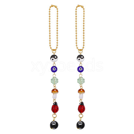2Pcs Glass Car Pendant Decorations AJEW-GL0003-28-1