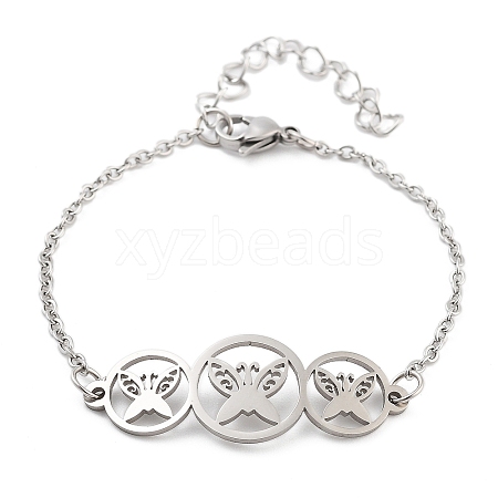 Non-Tarnish Stainless Steel Cable Chain Link Bracelets for Women Men STAS-Z061-01P-12-1