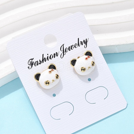Brass Enamel Stud Earrings for Women LS-EJEW-U049-02A-G-1