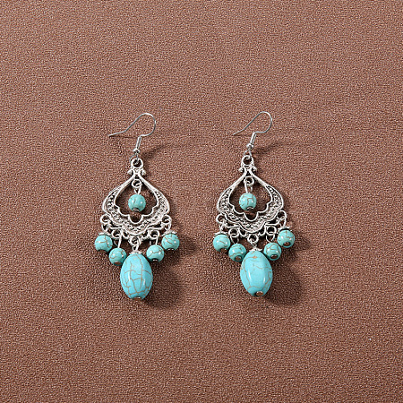 Bohemian tassel turquoise earrings JU8957-4-1