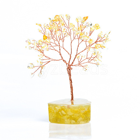 Natural Yellow Quartz Chips Tree of Life Decorations PW-WG61E79-01-1