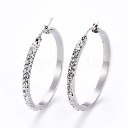 304 Stainless Steel Big Hoop Earrings EJEW-L232-036D-P-1