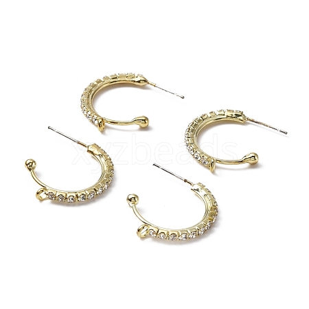 Brass Glass Rhinestone Stud Earring Findings FIND-WH0125-64-1