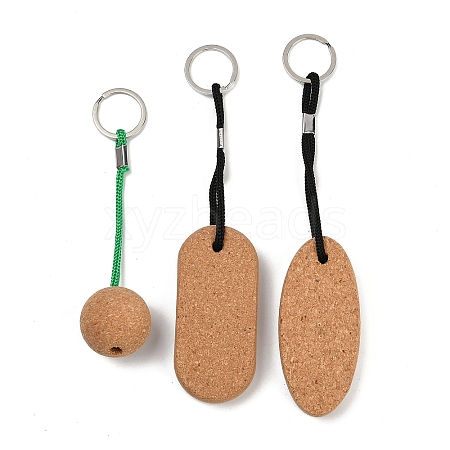  3Pcs 3 Style Creative Environmental Protection Cork Keychains KEYC-NB0001-69-1