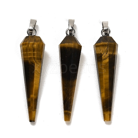 Natural Tiger Eye Pointed Pendants G-D089-01P-03-1