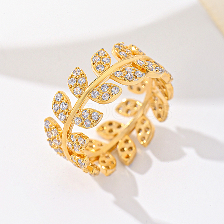 Brass Micro Pave Cubic Zirconia Finger Rings for Women UM5323-4-1