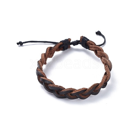 Adjustable Cowhide Leather Cord Braided Bracelets BJEW-JB04437-01-1