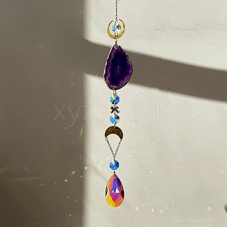 Agate Crystal Glass Sun Catcher Pendant PW-WG17544-04-1