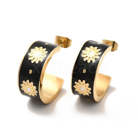 Enamel Flower Wrap Stud Earrings STAS-H175-25G-B-1