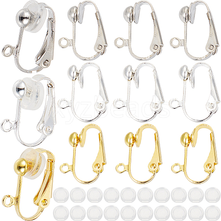 SOFPLATE 36Pcs 3 Colors Brass Clip-on Earring Findings KK-SP0001-07-1