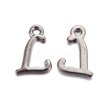 Gunmetal Plated Alloy Letter Pendants PALLOY-P097-03-L-1