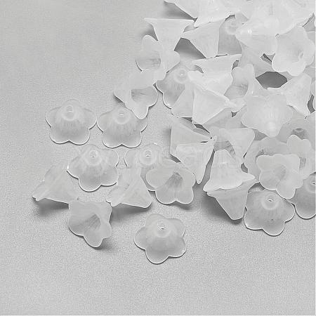 5-Petal Transparent Acrylic Bead Caps FACR-S012-SB518-1