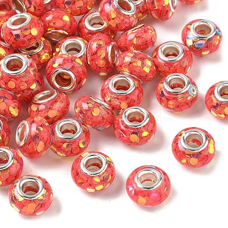 Transparent Resin Rondelle European Beads RESI-S023-19-1
