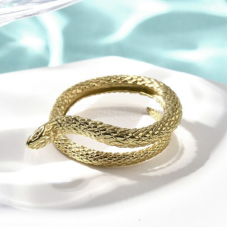 304 Stainless Steel Snake Wrap Cuff Rings for Women RJEW-A060-01G-1