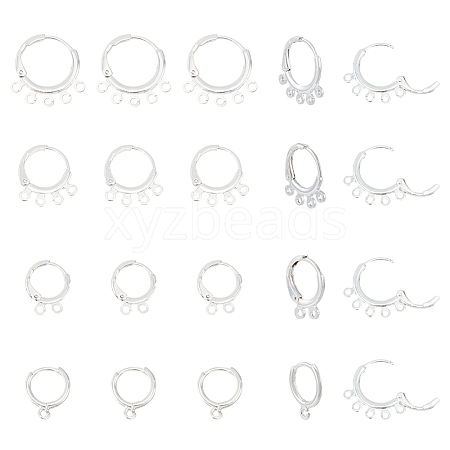 SUPERFINDINGS 24Pcs 4 Style Rack Plating Eco-friendly Brass Huggie Hoop Earring Findings KK-FH0006-62-1