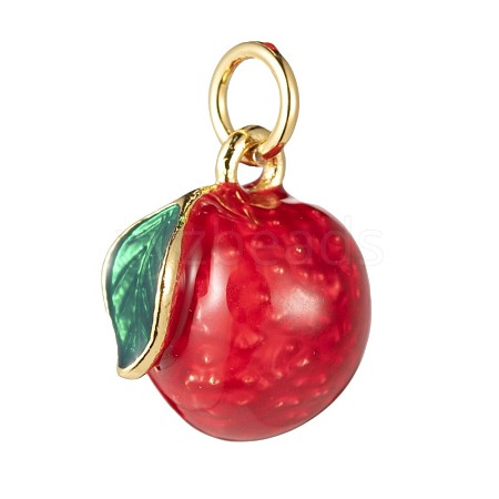 Brass Enamel Fruit Charms KK-O140-08-1