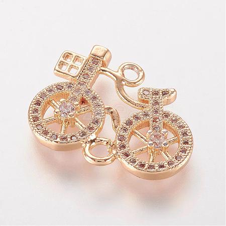 Brass Micro Pave Cubic Zirconia Links ZIRC-K061-62G-1