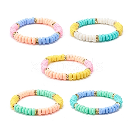 Handmade Polymer Clay Beads Stretch Bracelet for Kid BJEW-JB06870-1