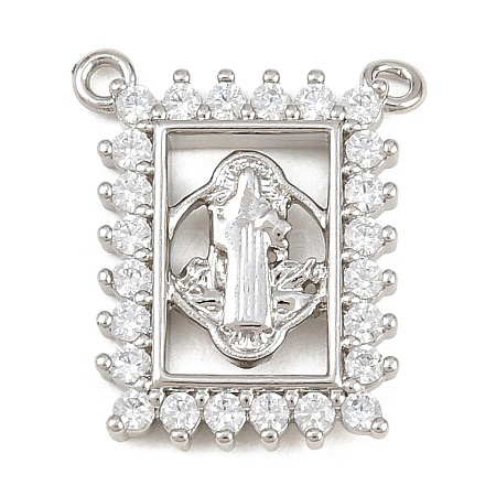 Brass Micro Pave Clear Cubic Zirconia Pendants KK-CBA6A75-48D-P-1
