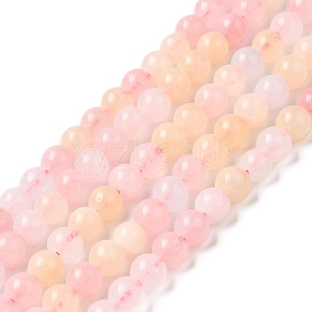 Natural White Jade Imitation Morganite Beads Strands G-I299-F14-8mm-01-1