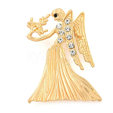 Golden Zinc Alloy with Rhinestone Brooches JEWB-B018-03G-06-1