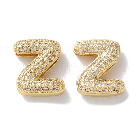 Rack Plating Brass Micro Pave Cubic Zirconia Slide Charms KK-C084-34G-Z-1