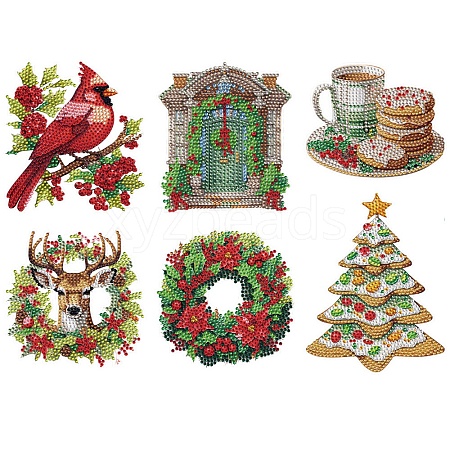 6Pcs Christmas DIY Diamond Painting Sticker Kits PW-WG43DA5-01-1