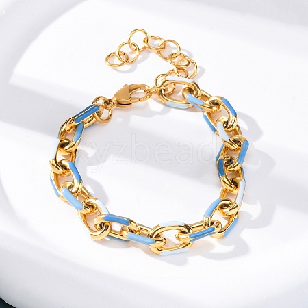 304 Stainless Steel Cable Chain Bracelets for Women BJEW-S162-03G-1