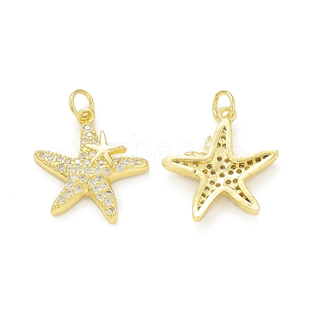 Rack Plating Brass Micro Pave Clear Cubic Zirconia Pendants KK-C011-09G-1