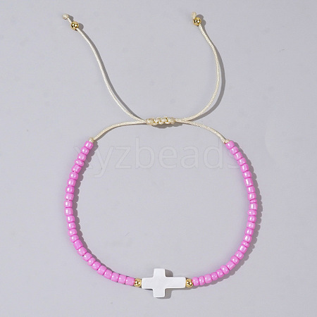 Glass Seed Beads & Brass Braided Beaded Bracelets LS-TV0952-3-1