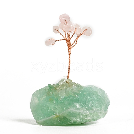 Natural Rose Quartz Chips Tree Display Decorations PW-WGA0360-03-1