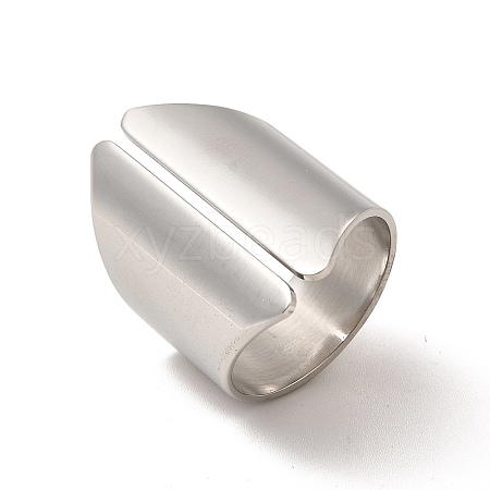 304 Stainless Steel Wide Open Cuff Ring for Men Women RJEW-P081-03P-1