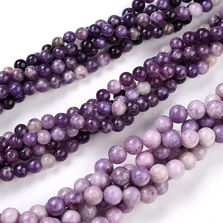 Natural Lepidolite/Purple Mica Stone Beads Strands G-K415-10mm-1