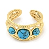 Ion Plating(IP) 304 Stainless Steel Synthetic Turquoise Cuff Rings G-Z056-06G-05-2