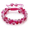 Sparkling Round Glass Braided Bead Bracelet BJEW-SW00082-04-1