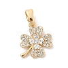 Brass Micro Pave Clear Cubic Zirconia Charms KK-B130-03G-01-1